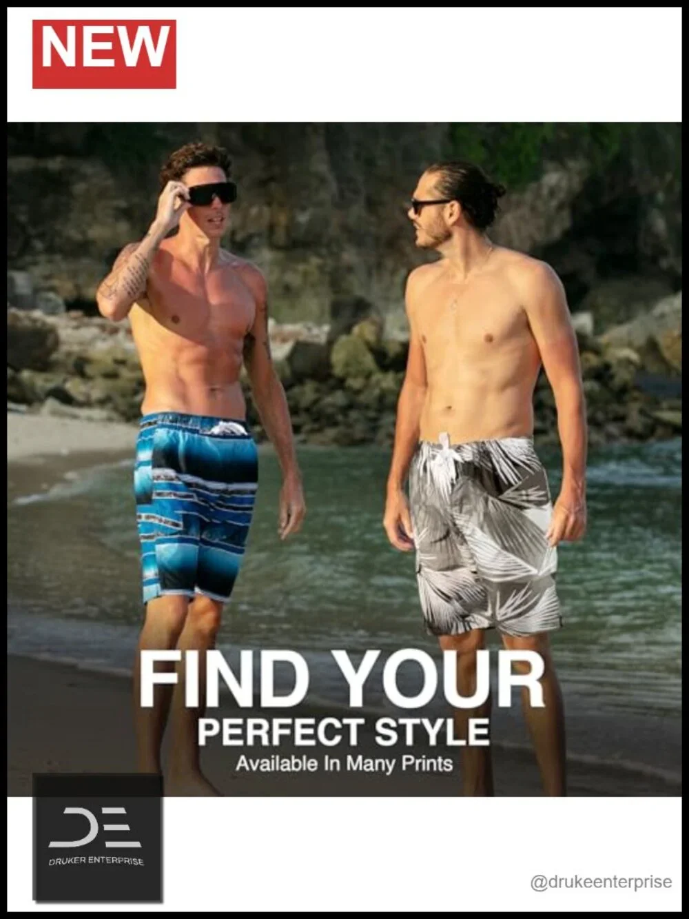 UPF 50+ Quick Dry Microfiber Swim Trunks with Mesh Lining and Pockets